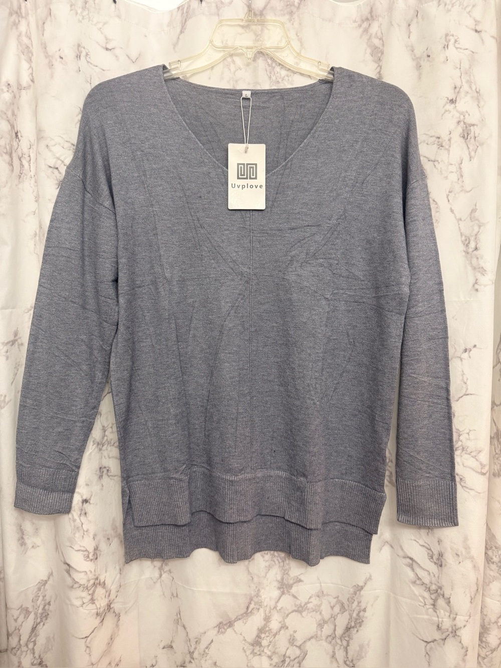 Love Heather Gray V-Neck Sweater